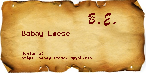 Babay Emese névjegykártya